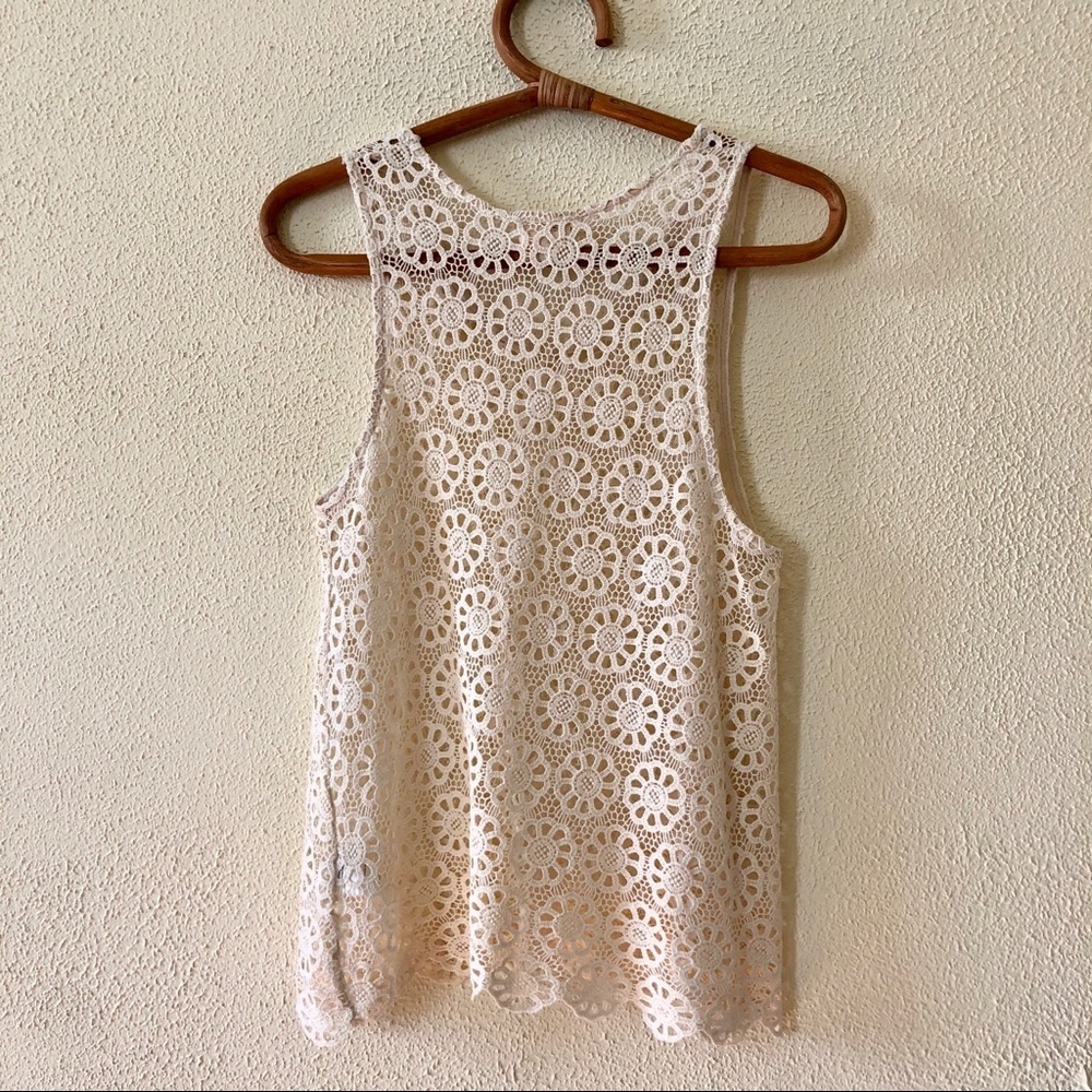 Urban Outfitters Pins & Needles Cream Daisy Crochet Tank Top - Picture 3 of 4